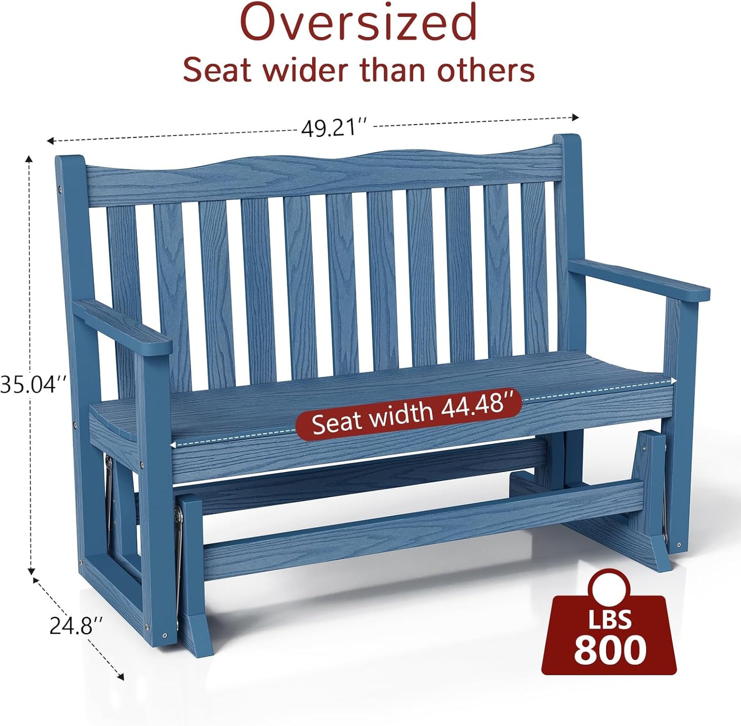 Stoog Outdoor Glider Benches Set of 2, Weatherproof Glider for Porch, Never Fade or Rot, Blue