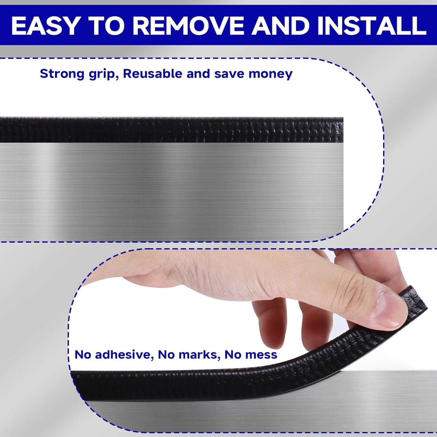 Rubber Edge Trim, U Channel Edge Trim with Metal Clips Edge Guard Protector, PVC Rubber Seal Strip for Sheet Metal, Car Doors, Hatches, Table Corners, Fit 3/64" to 1/4"(1.2mm-6.4mm), 48Ft, Black