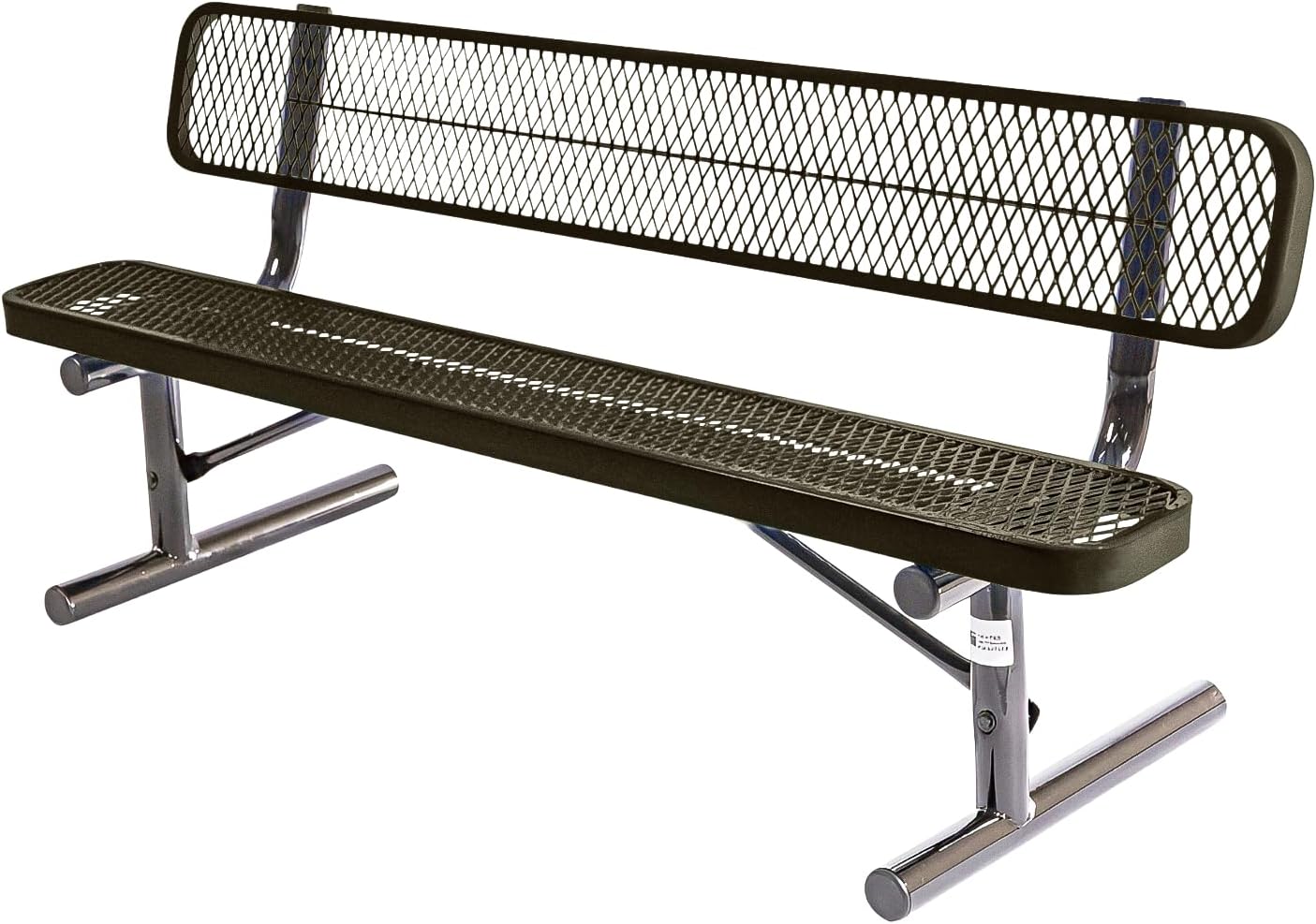 Heavy-Duty Outdoor Bench Thermoplastic Coated, Expanded Metal, Commercial-Grade Seating, Made in America (Portable with Back, 6 Ft, Textured Gold Vein)