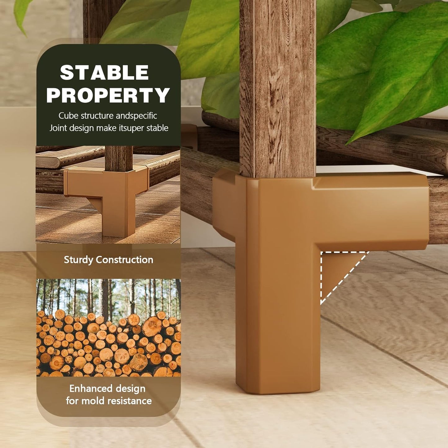 Bamworld 62 " Tall Plant Stand for Indoor Plants Outdoor Corner Plant Shelf Flower Stands for Living Room Balcony and Garden