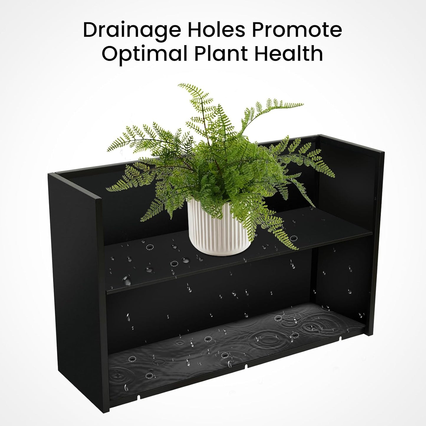 Heavy-Duty Steel Planter Box 38”x12”x30”, Rust-Resistant Large Outdoor & Indoor Plant Container, Metal Garden Box with Drainage Holes & Reinforced Edges