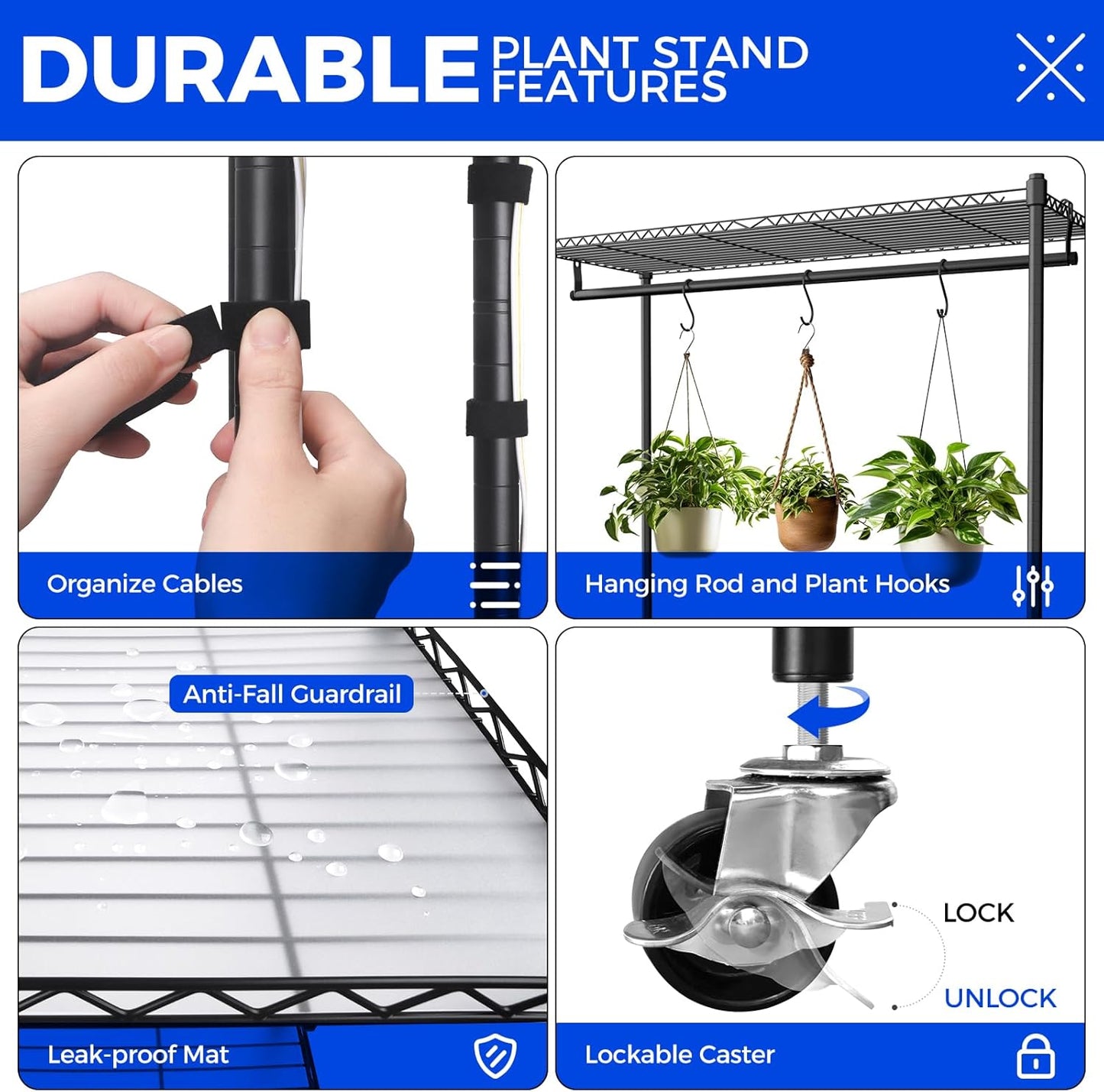 Barrina CX3 Plant Stand with Grow Light, 4-Tier, 3FT 5000K 36W(Per Light), Full Spectrum, Indoor DIY Plant Shelf with Light, Flower Pot Stand Display Rack, 35.4"x13.8"x70.9", Wheel, Mechanical Timer
