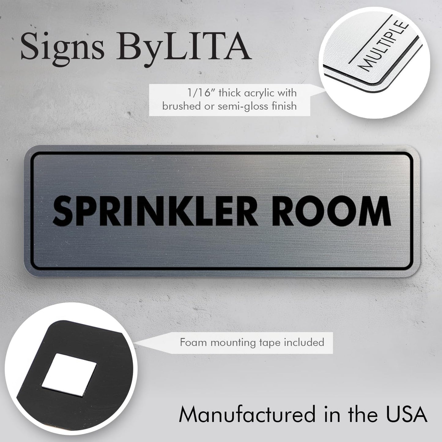 Signs ByLITA Standard Sprinkler Room Sign (Black Gold) - Large