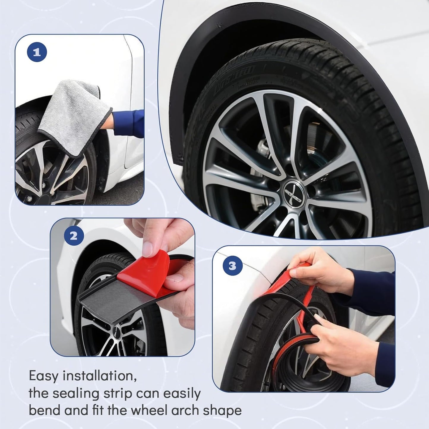Fender Flares Edge Trim,Car Wheel Eyebrow Arch Trim Lips Strip Fender Flare Protector, Fender Flare Rubber Seal for Car and Truck Wheel Arch Well Black, 23ft(l) x0.18ft(w)