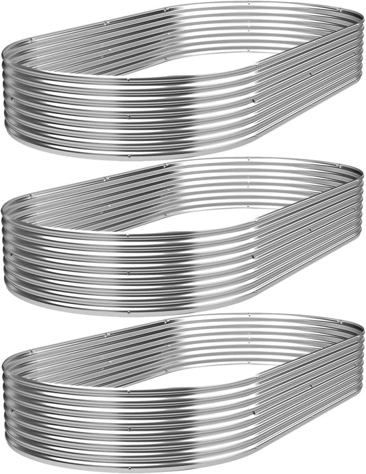 3 Pack Galvanized Raised Garden Bed Outdoor,Metal Garden Bed for Vegetables,Steel Raised Beds for Gardening,Above Ground Garden Box for Flower-45x20 inch