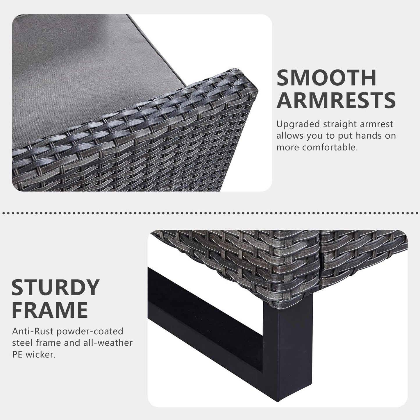HUMMUH 9 Piece Patio Furniture PE Wicker 6-Seater Outdoor Sectional Sofa with Dinning Table Patio Swivel Chairs and Outdoor Chairs for Porch,Garden,Backyard,Deck