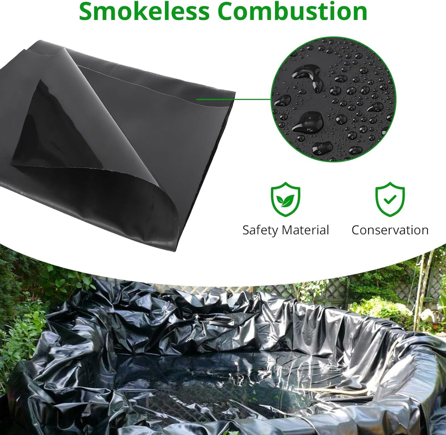 45 Mil EPDM Pond Liner 10x15ft - Fish-Safe Rubber for Outdoor Ponds, Waterfalls, Koi Fish Ponds, Landscaping - Puncture Resistant, UV Proofs, Durable, Flexible Water Barrier
