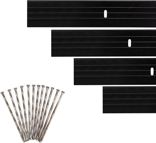 Dreamscape YardEdge Aluminum Landscape Edging - 4 Strips, 6ft Each (24ft Total), Black Duraflex Paint - Professional Quality Landscaping Border, Metal Divider for Lawn, Garden, Flowerbed