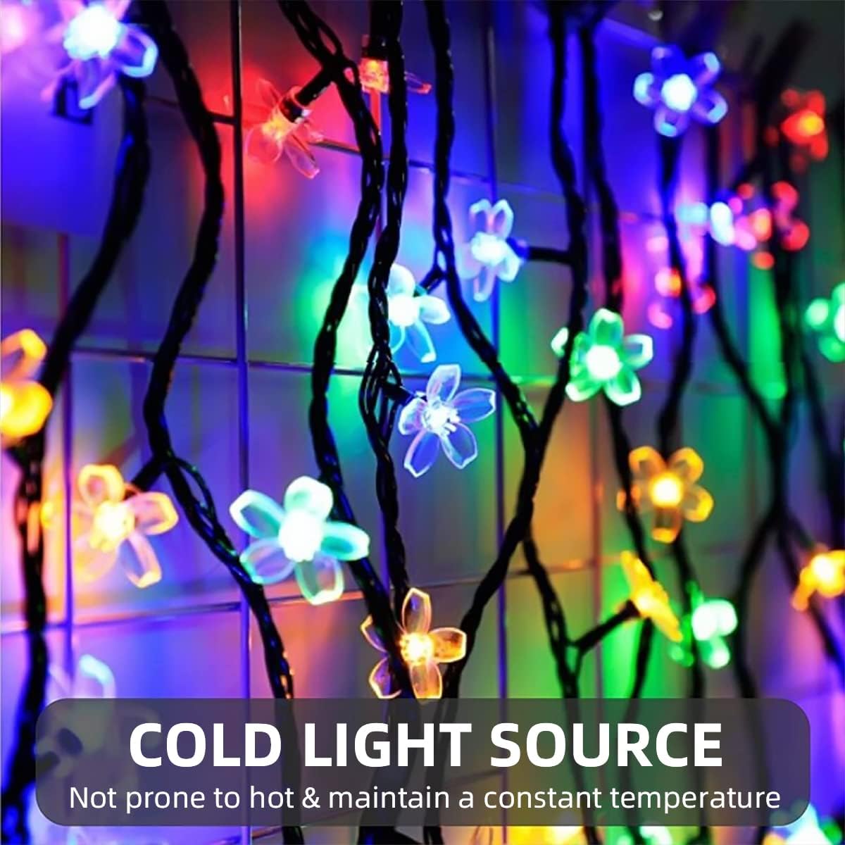 ITICdecor Solar String Flower Lights Outdoor Waterproof 50 LED Fairy Light Decorations for Garden Fence Patio Yard Christmas Tree, Lawn, Party (Multi-Colored)