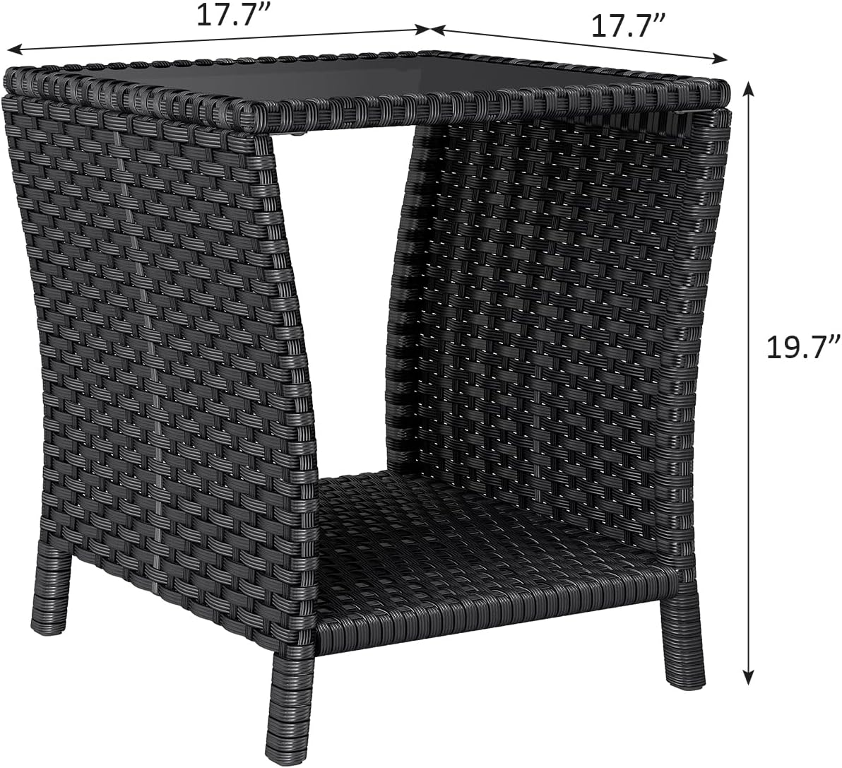 Outdoor Small Patio Table - PE Rattan Coffee Table, Wicker Side Table for Patio, Balcony & Porch, Durable & Iron Frame (1, Black)