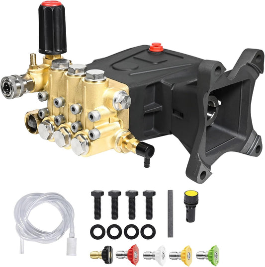YAMATIC Horizontal Triplex Plunger Pressure Washer Pump 1" Shaft 4400 PSI 4.5 GPM, Replacement for Simpson AAA 90034, 90039,90038, Honda GX340, GX390, GX270 for Industrial Gas Powered Washers