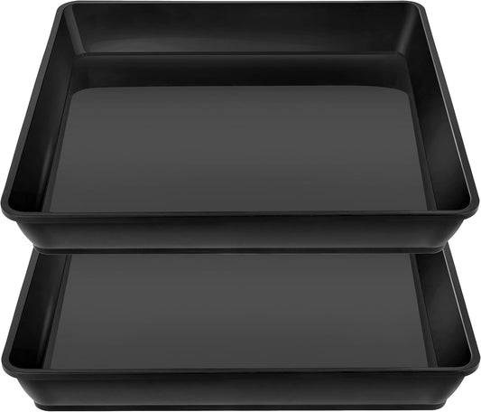 Square Plant Saucer 12 Inch 2 Pack, Durable Plastic Plant Trays Plant Pot Saucers, Square Planters for Indoors and Outdoors Plants, Garden Large Plant Saucers for Pots Black.