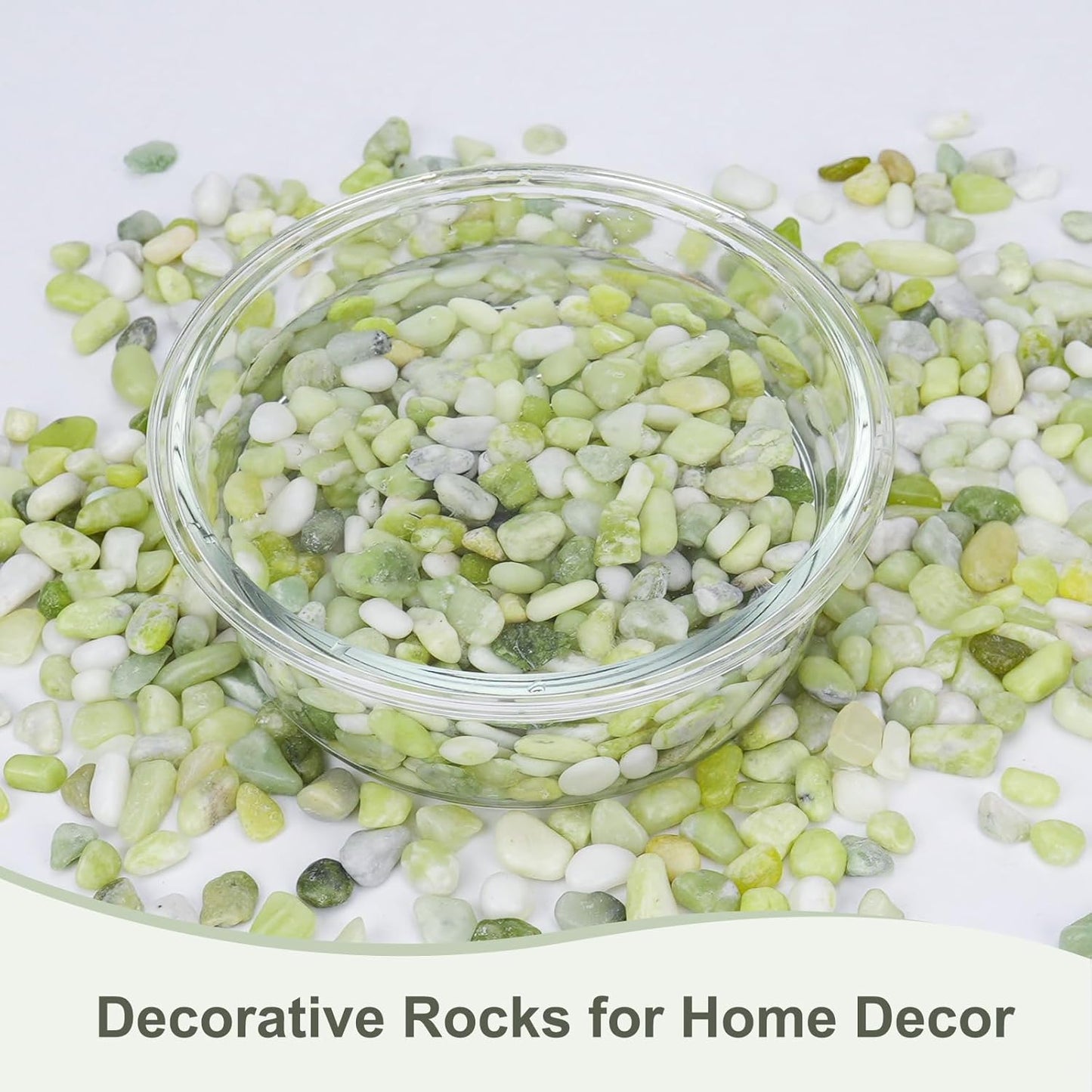 10 lbs Jade Pebbles for Indoor Plants, Decorative Pebbles for Bamboo, Vase, 3/8" Plant Gravel for Pots Indoor, Highly Polished Small River Rocks