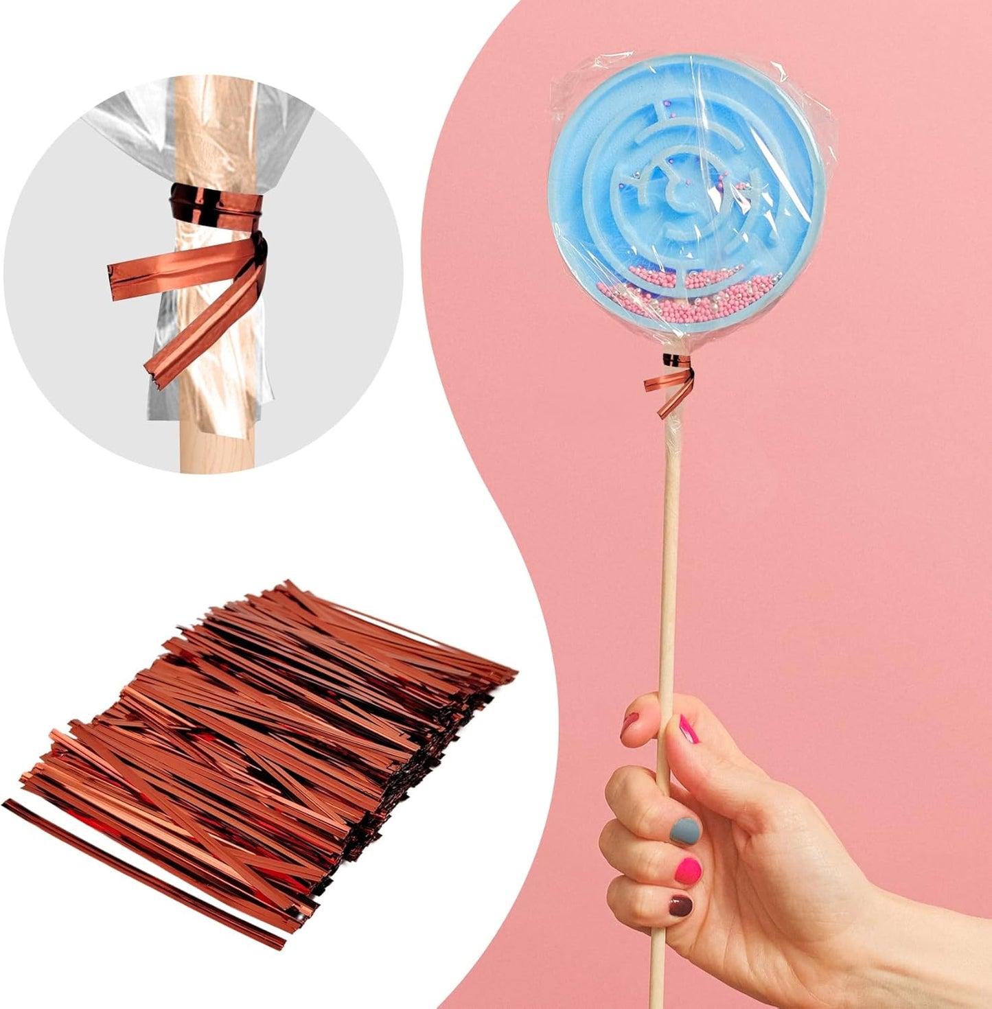 800 Pcs Metal Twist Ties 4 Inches Twist Straps for Bread Bags Candy Bags Snack Bags Halloween Party Cake Favor (Gold)