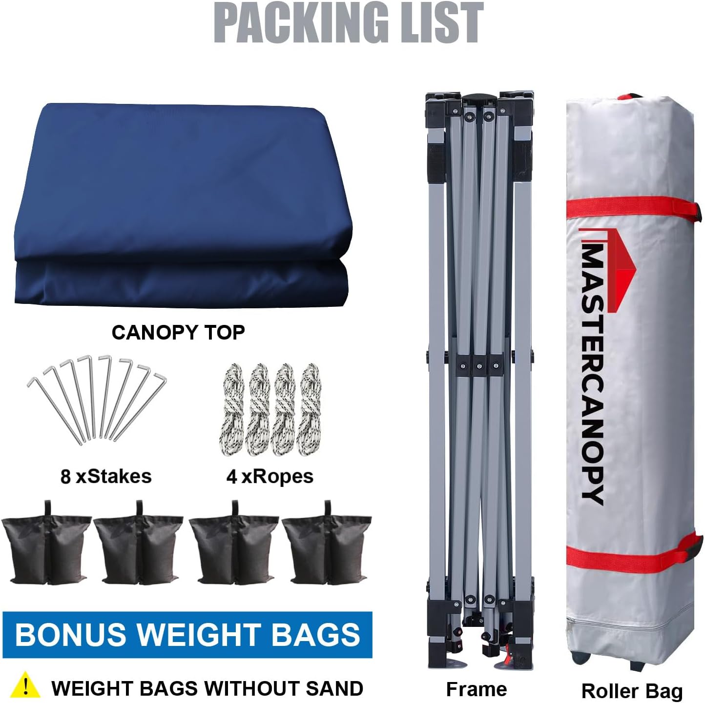 MASTERCANOPY Durable Pop-up Canopy Tent with Roller Bag (10x10, Navy Blue)