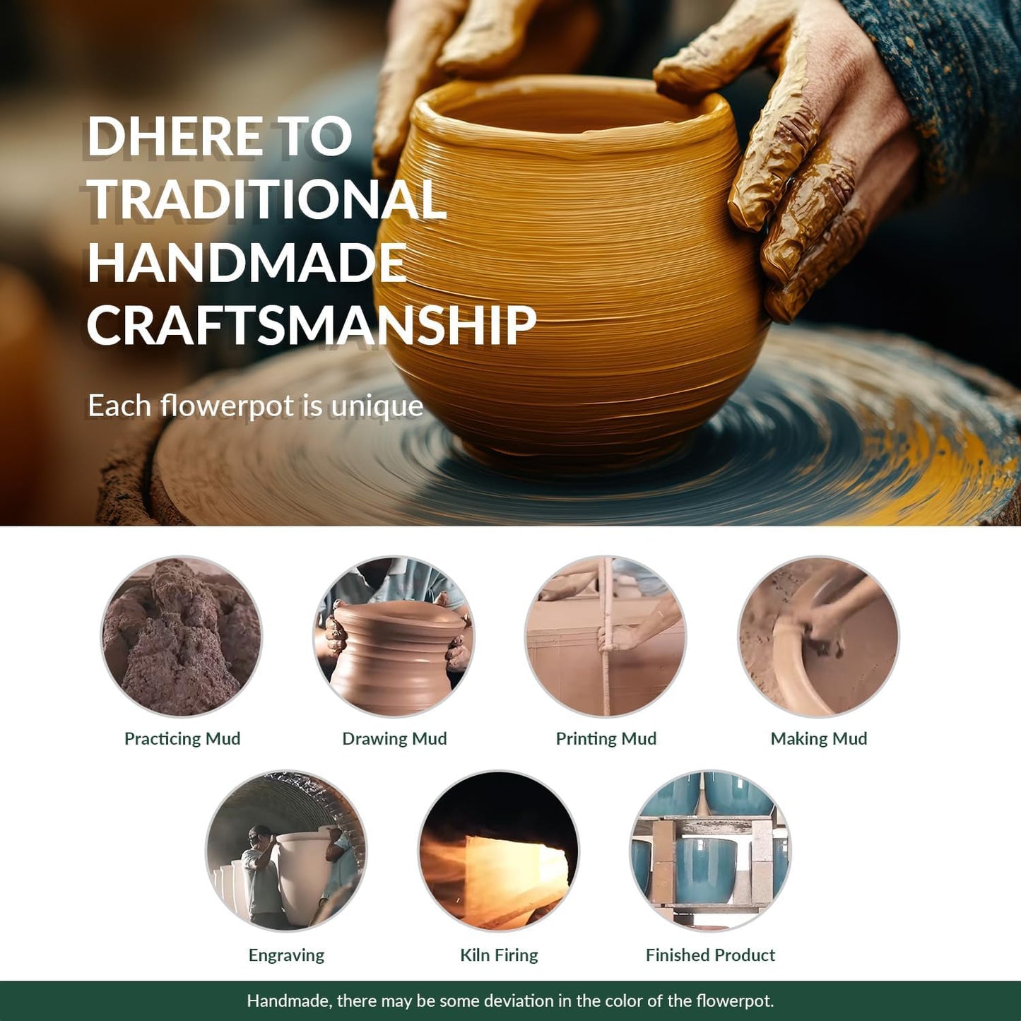 Ceramic Mid Modern Planter Pots with Detached Saucer - Indoor/Outdoor Plant Pots with Drainage Hole