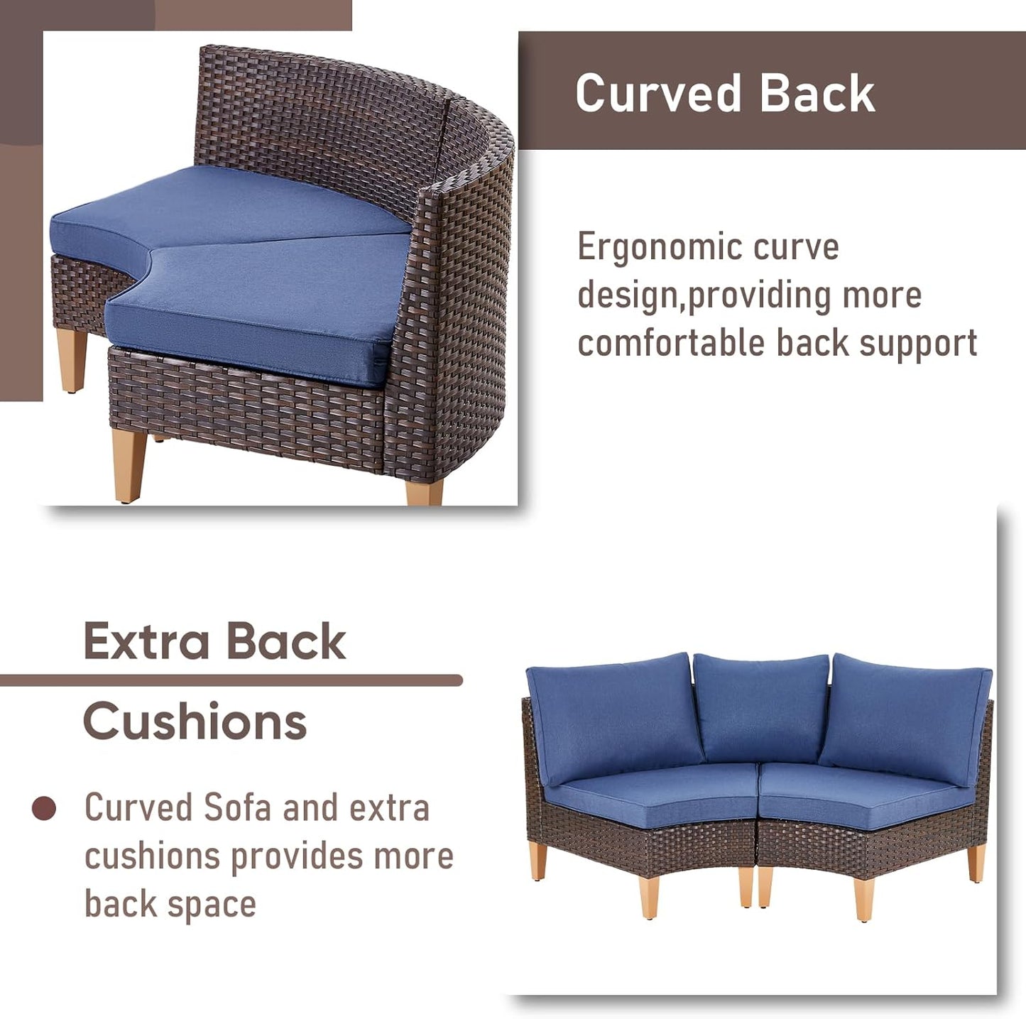 HUMMUH Patio Furniture Set,8 Pieces Outdoor Sectional Couch Chairs with Ottomans,All Weather PE Wicker Patio Conversation Sets for Garden Porch Backyard