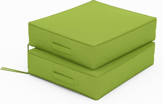 Patio Chair Cushions 18.5 X 16 X 4 Inch Waterproof Outdoor Seat Cushions for Patio Furniture, Outdoor Sofa Couch Pads with Ties & Handle, Set of 2, Grass Green