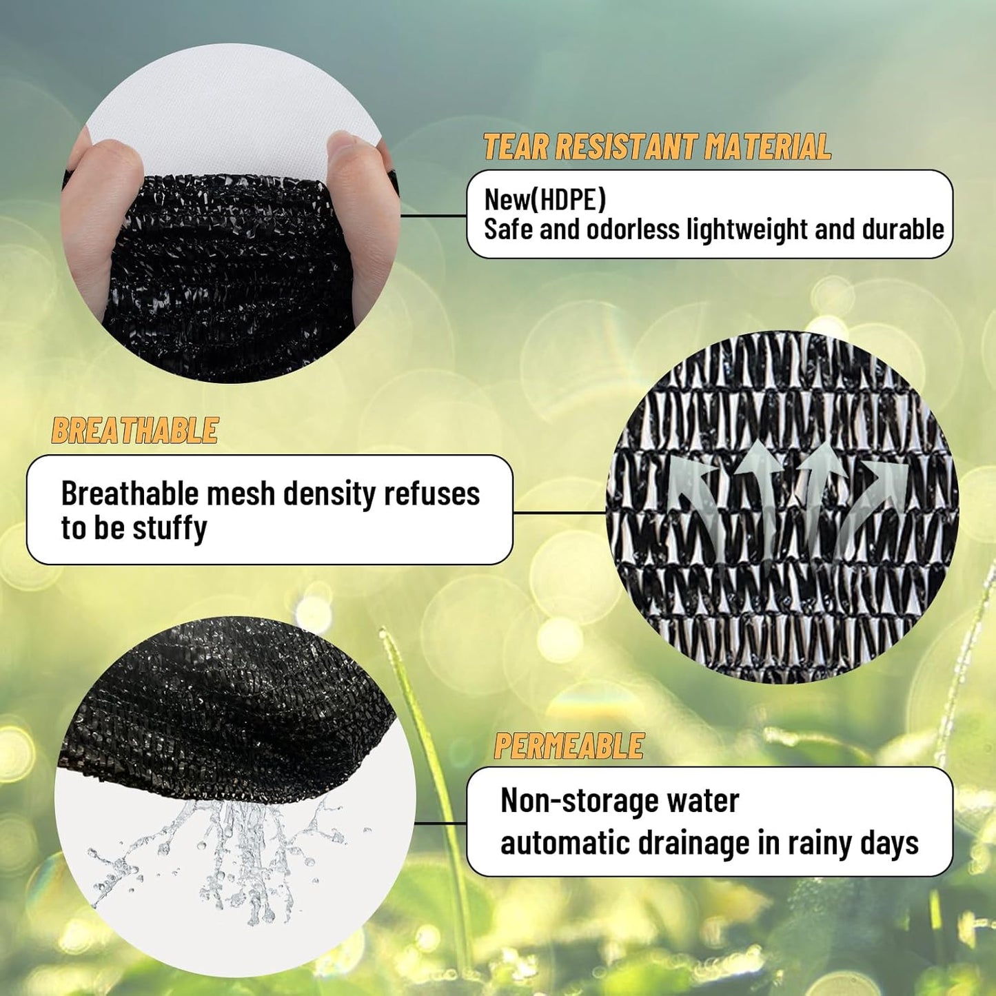 Cool Area 55% 6.5x20ft Sunblock Shade Cloth Cover Mesh UV Resistant Net for Garden Flower Plant Greenhouse, Black