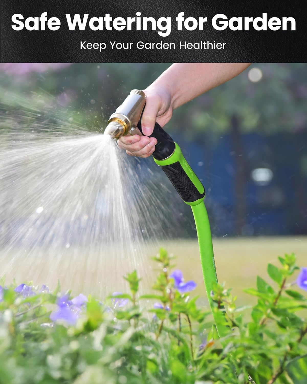 RAINPOINT Short Garden Hose 10ft - Lightweight Water Hose with Swivel Handle - Flexible, Heavy Duty, Hybrid Rubber, with Male to Female Fittings
