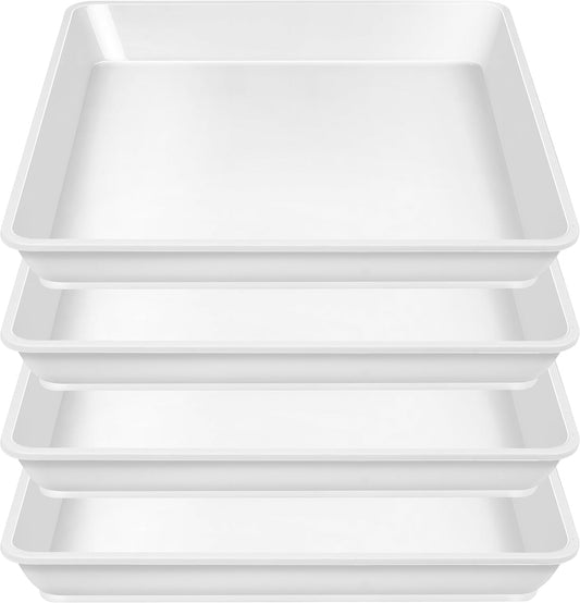 4 Pack Square Plant Saucer 16 Inch, Heavy Plastic Plant Saucer, Deep Heavy Duty Plant Pot Saucers, Planters for Indoors and Outdoors Plants，Large Plant Trays for Pots.