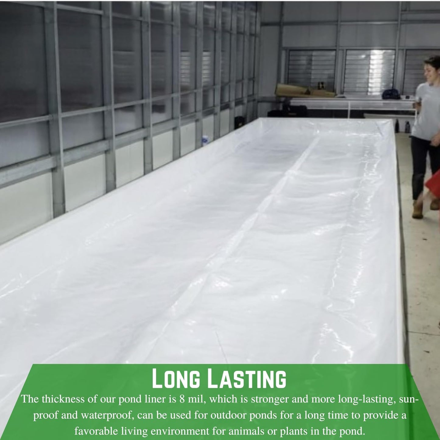 Farm Plastic Supply - 8 Mil Black/White Pond Liner - 8 Mil Fish Pond Liner, Pond Liners for Outdoor Ponds, Koi Ponds, Garden Fountain, Waterfall, Containment Liner (50' x 40')