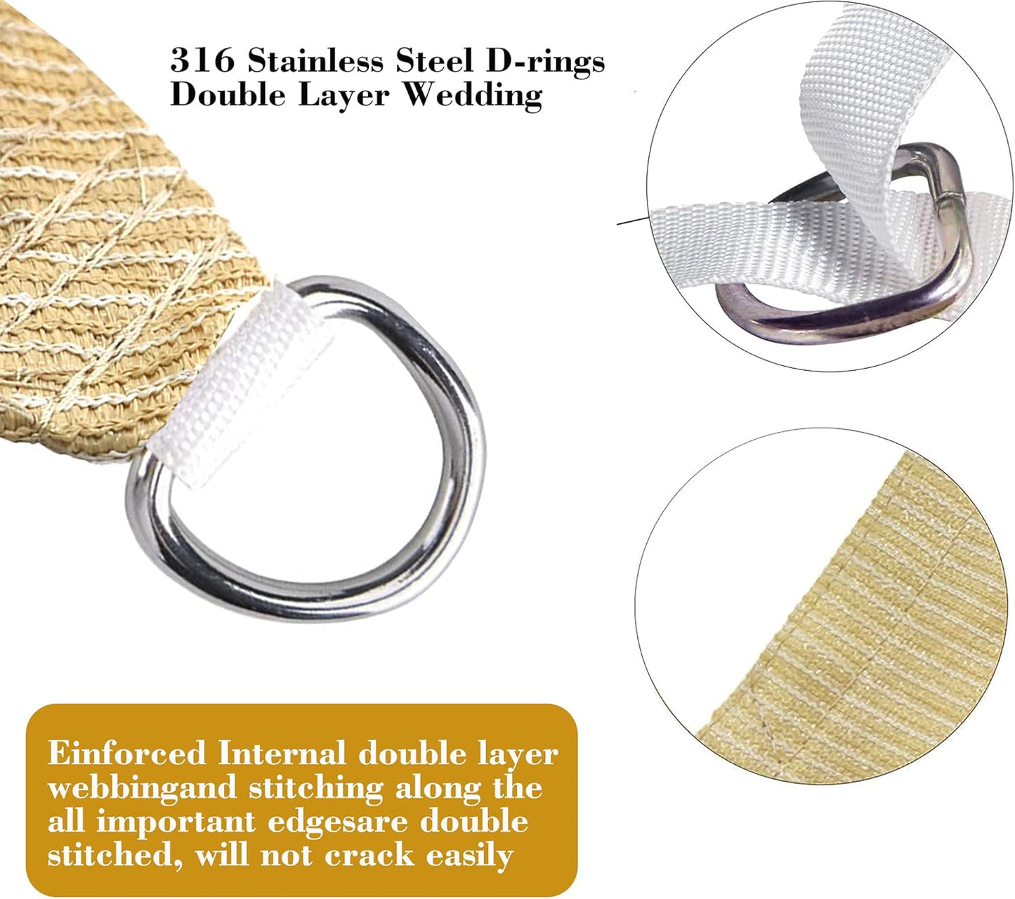 8' x 12' Beige Rectangle Sun Shade Sail Canopy Durable Fabric UV Block Awning Custom