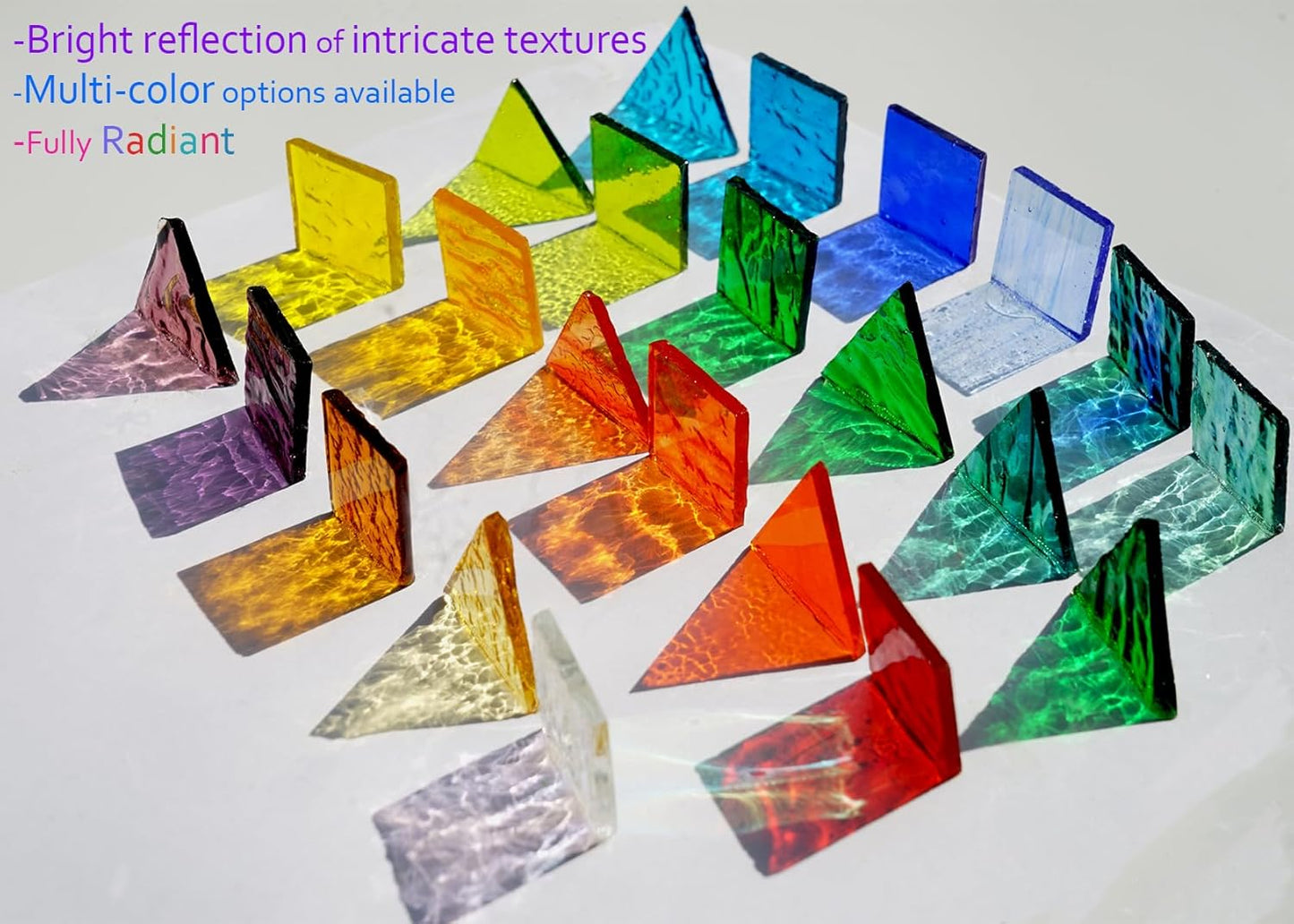 Large Size Textured Transparent Glass Mosaic Tiles, 200g Stained Glass Pieces for DIY Mosaic Crafts Bulk, 70pcs 4 Shapes Art Decor Mosaic Tiles, Turquoise Blue