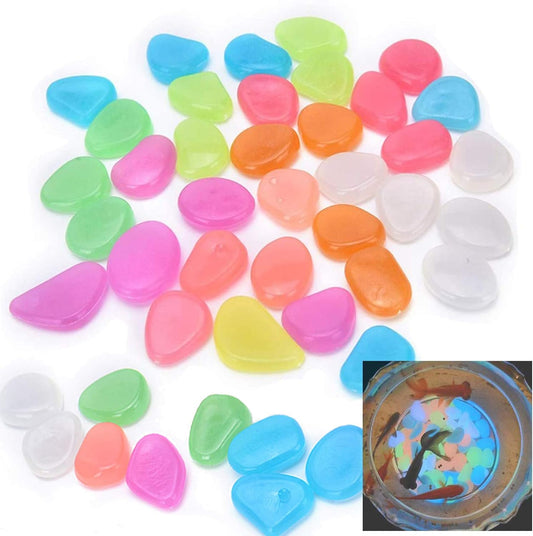Oubest Glow in The Dark Pebbles/Glow Stones/Glowing Rocks Blue Decor for Garden/Fish Tank/Aquarium/Walkway/Driveway/Plant Pots/Bonsai (100, Multi-Colored)