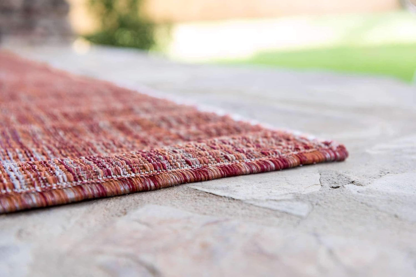 Unique Loom Collection Casual Transitional Solid Heathered Indoor/Outdoor Flatweave Area Rug (8' x 11' 4" Rectangle, Rust Red/Beige)