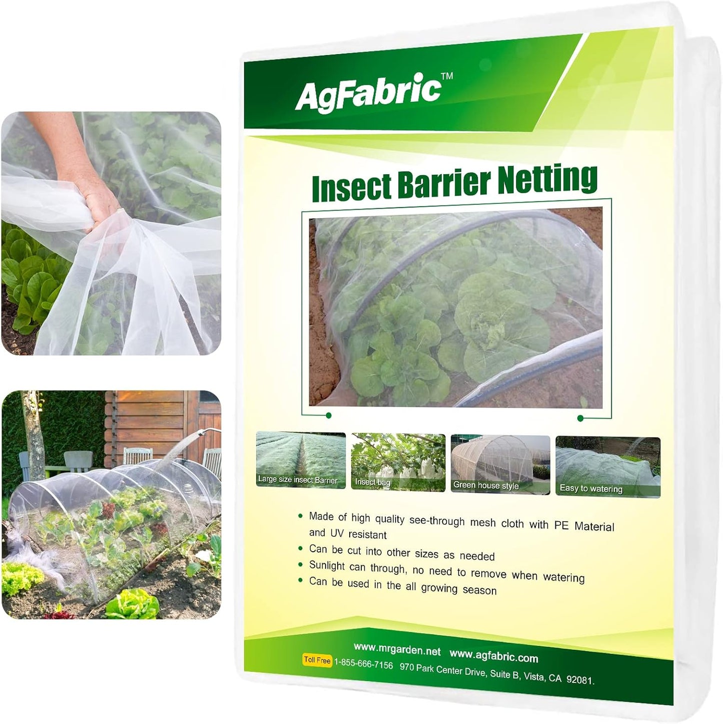 Agfabric Garden Netting 4'x10' Insect Pest Barrier Bird Netting for Garden Protection,Row Cover Mesh Netting for Vegetables Fruit Trees and Plants,White