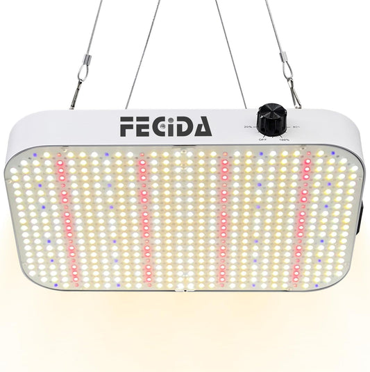 FECiDA Dimmable LED Grow Light for Seed Starting Seedlings Veg, UV-IR Included Full Spectrum Grow Lights for Indoor Plants, 2025 Best Grow Tent Light, Daisy Chain Function & Quiet Build-in Fan