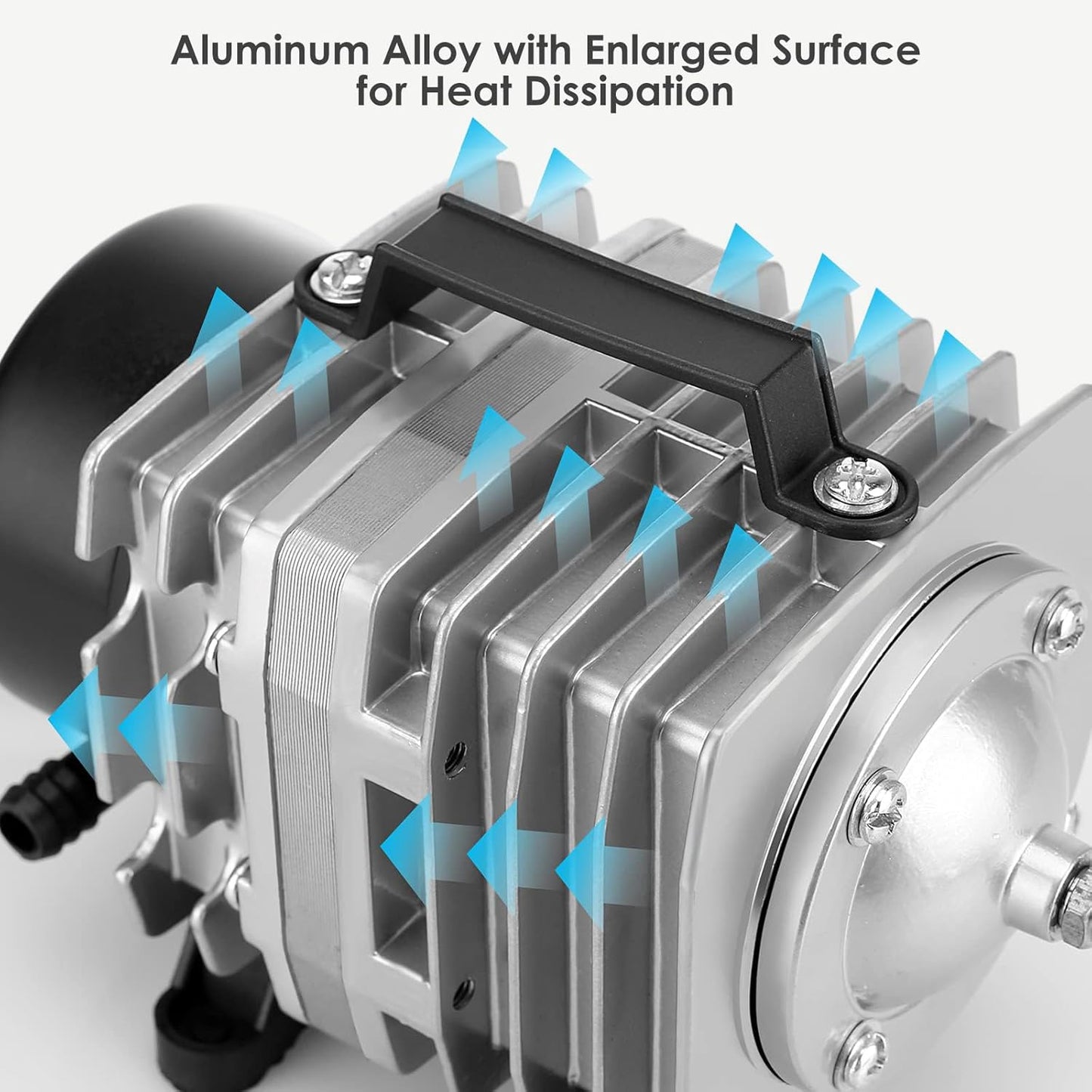 Aquarium Air Pump with Aluminum Housing, Commercial Air Pump with 6-Outlet Air Manifold, Pond Aerator Fish Tank Bubbler for Aquarium, Pond, Hydroponics (650GPH-20W)