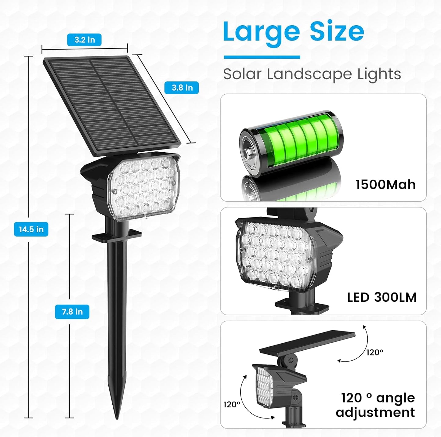 VOLISUN Solar Spotlight Outdoor, IP67 Waterproof Solar Landscape Spot Lights，Uplights for Yard Garden Pathway - 4 Pack (Cool White) 27 LED 3 Lighting Modes
