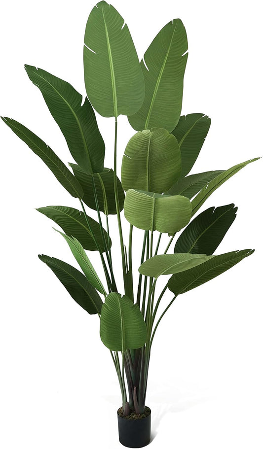 CAPHAUS 7 Feet Artificial Bird of Paradise, 84 Inch with 17 Trunks, Premium UV Resistant Lifelike Fake Plant in Pot with Dried Moss for Office, Indoor/Outdoor Use & Tropical Home Décor
