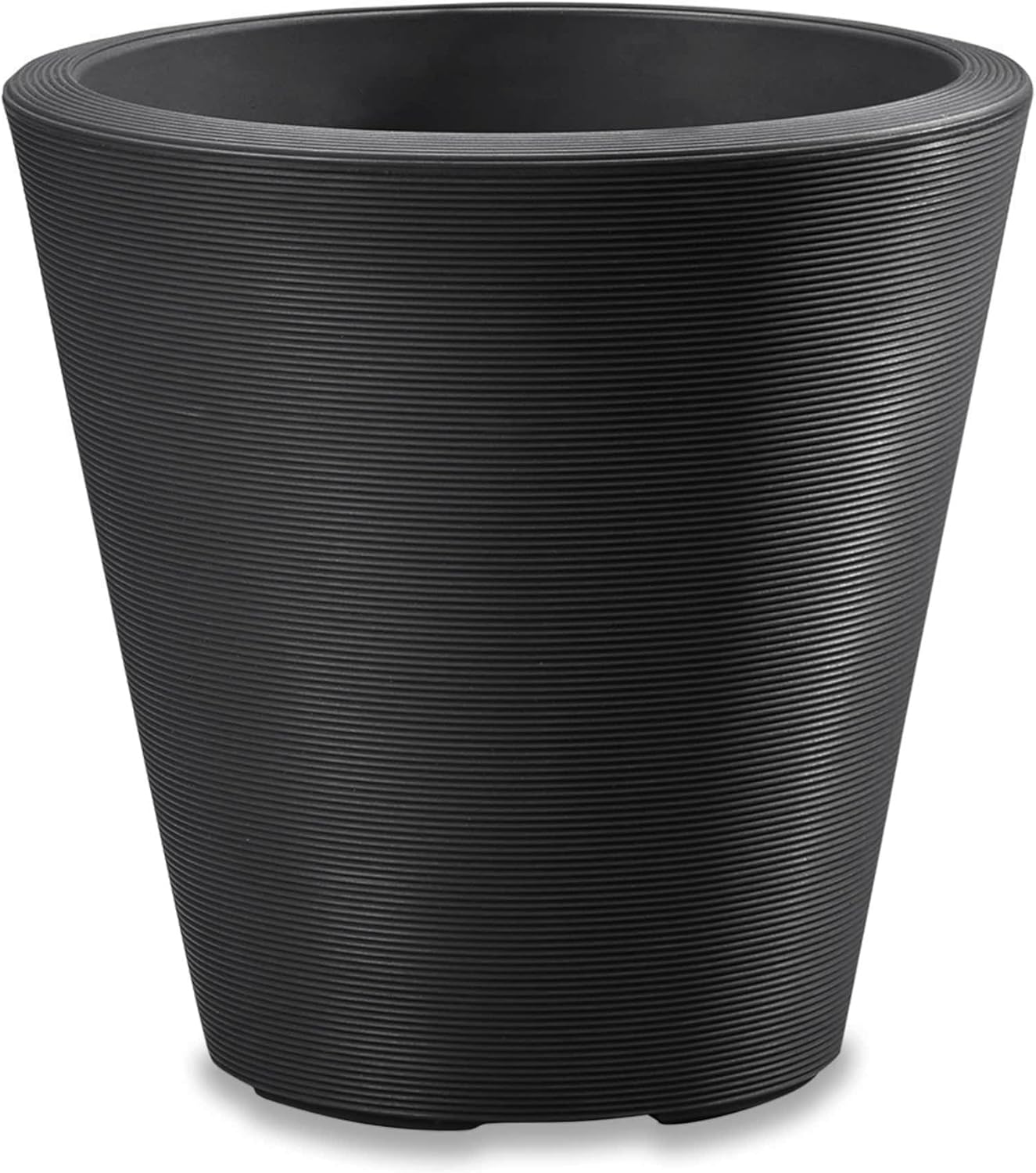 Crescent Garden Madison Planter– Weather-Resistant, Double Walled Indoor/Outdoor Plant Pot with Drain Hole – Extra Large Commercial Size Pot, 34-Inch (Caviar Black)