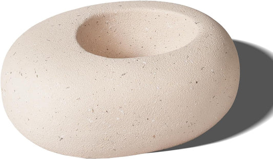 Stone - Mimicking Indoor/Outdoor Concrete Planter - Concrete Composite | Durable for Lawns & Commercial Decor (Beige, Small)