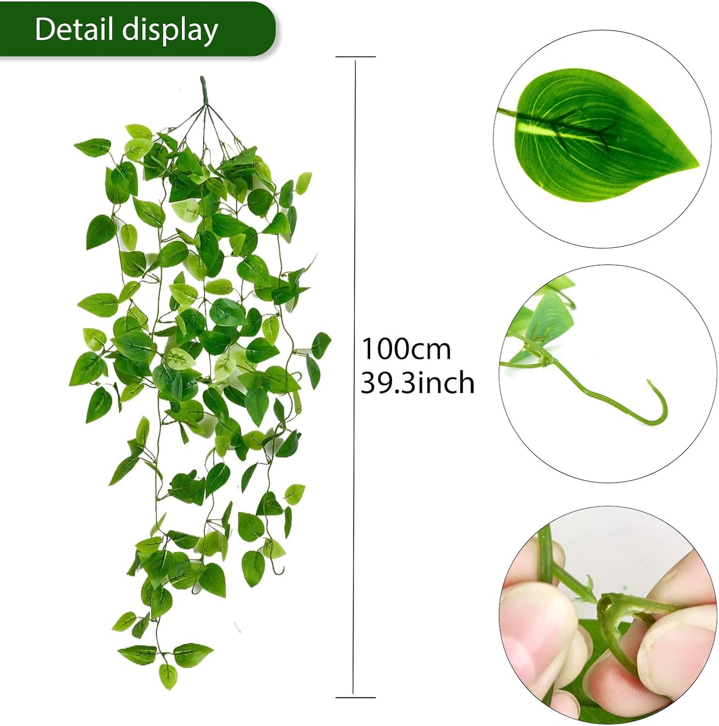 Fake Hanging Plants Vines(8pcs) for Room Decor, Artificial Ivy Greenery Garlands for Home Bedroom Living Aesthetic Kitchen Office Wall Patio Bookshelf,Indoor,Outdoor Farmhouse Decorations(No Basket)