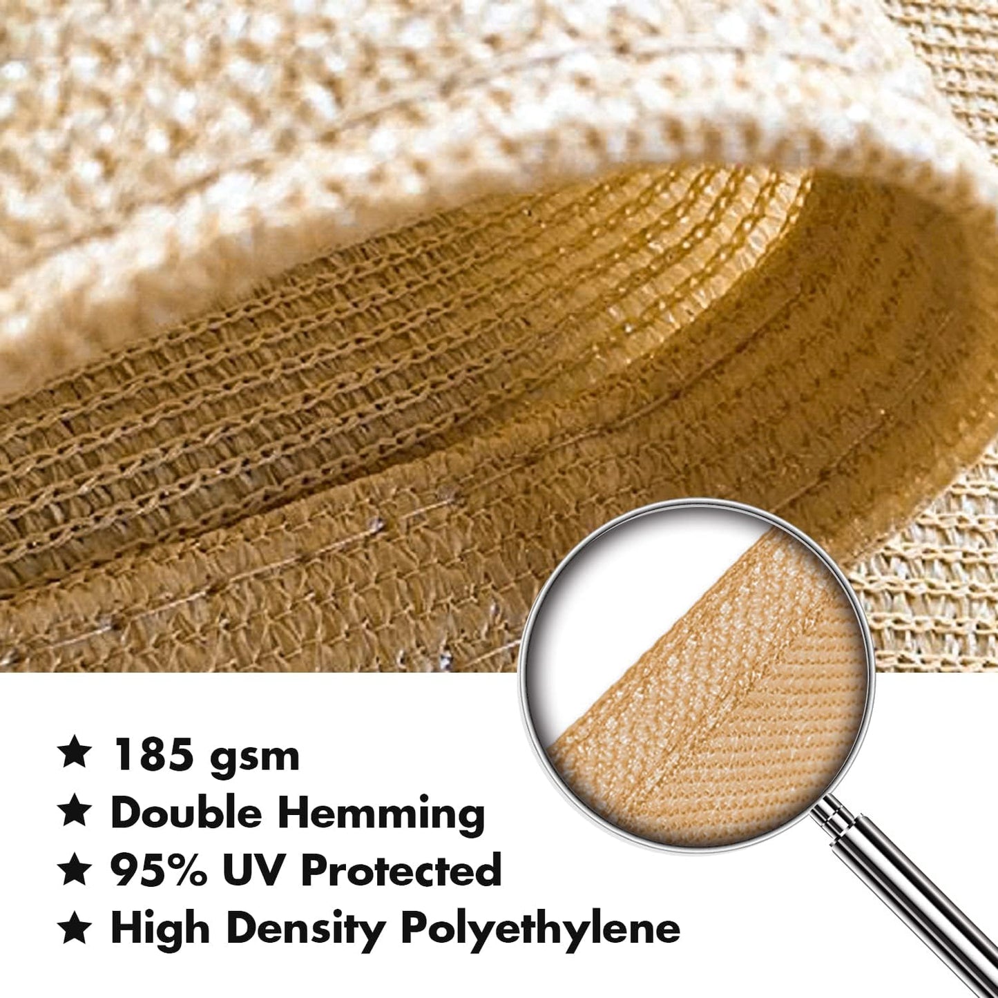 KANAGAWA 12'X20' Sand Custom Size Sun Shade Sail Rectangle UV Block Canopy Cover for Patio Backyard Lawn Garden Outdoor (Customized Available)