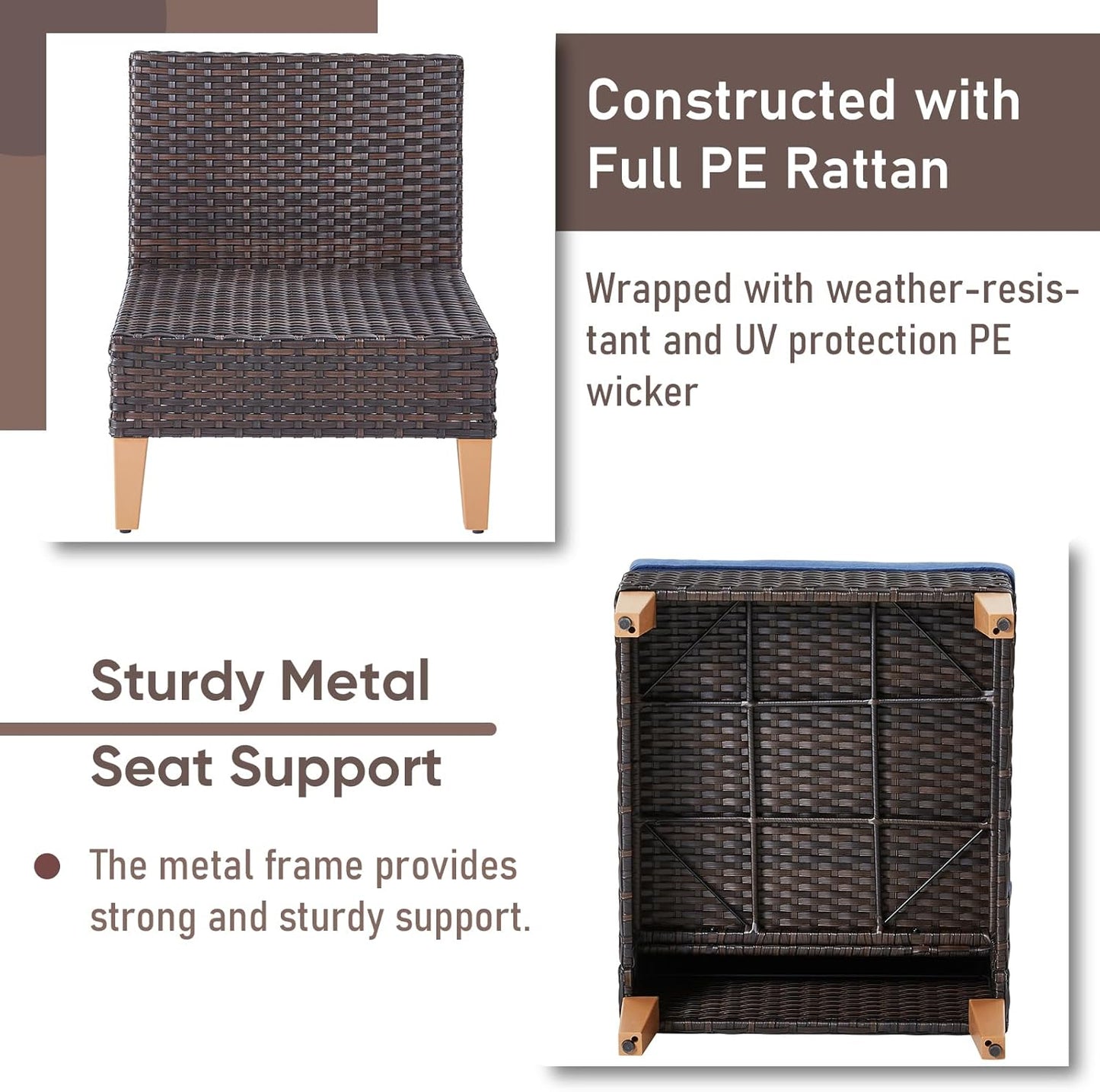 HUMMUH Patio Furniture Set,9 Pieces Outdoor Modular Sectional Couch Chairs with Ottomans,All Weather PE Wicker Patio Conversation Sets for Garden Porch Backyard