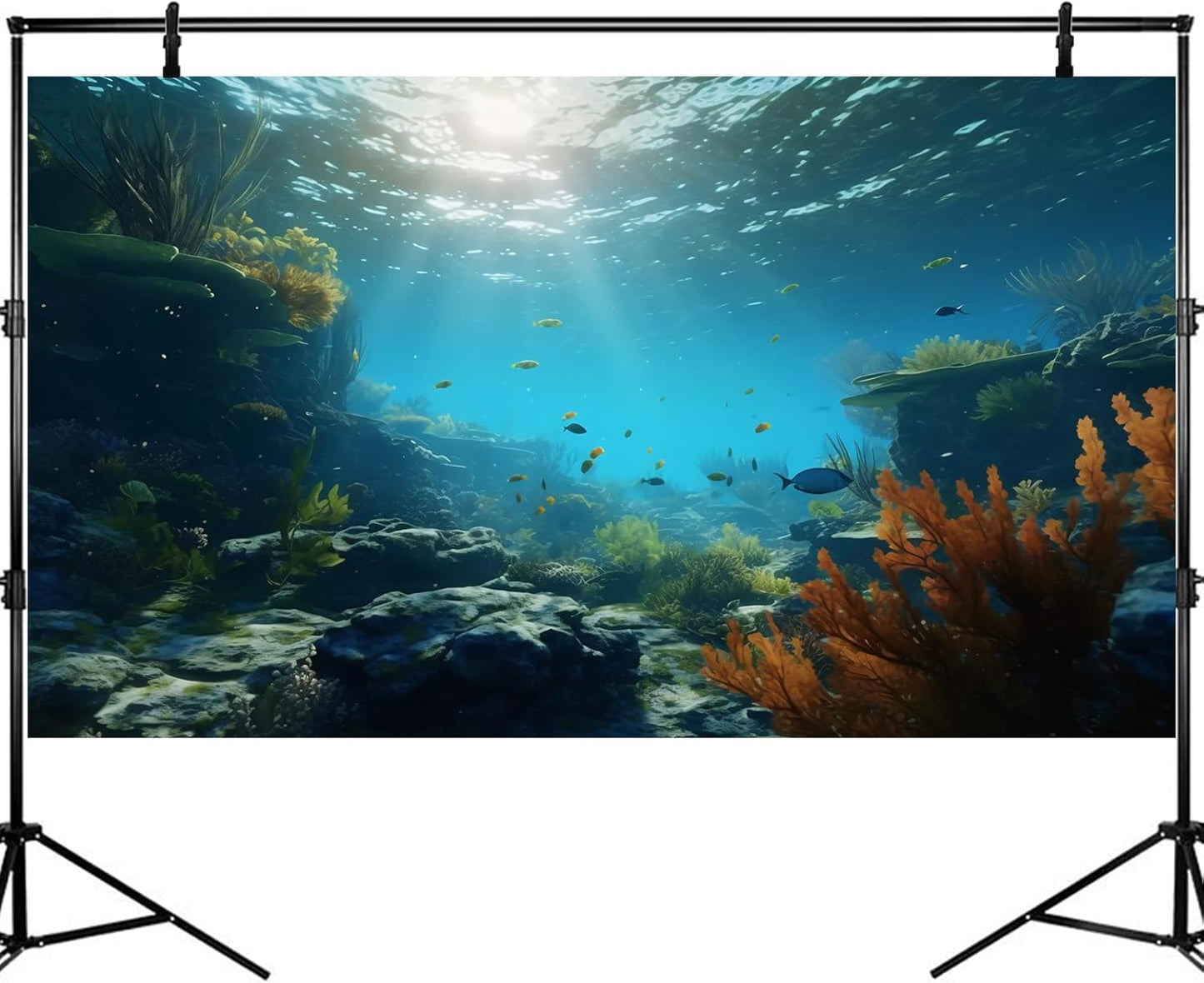 Ocean Floor Fish Tank Background Underwater Rock Aquarium Background Under The Sea Terrarium Backgrounds Aquatic Plants Sunlight Fish Tank Backgrounds Tropical Fish Aquarium Wallpaper 48x20in