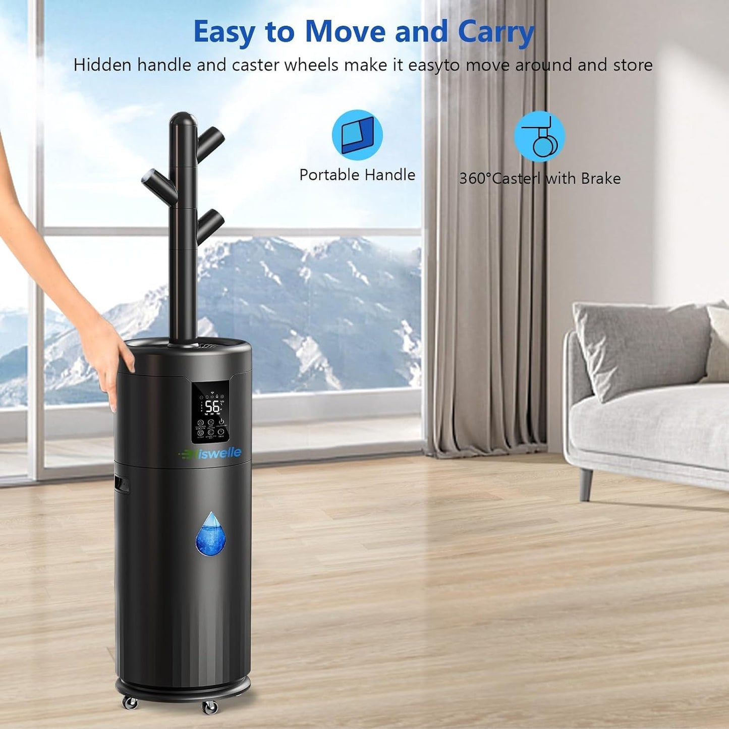 Large Humidifiers for Bedroom, 4.5 Gal Cool Mist Humidifier for Large Room Whole House with Remote Control, 800mL/h Output, 48H Runtime, Auto Humidistat, Wheels, Timer, Essential Oil Tray
