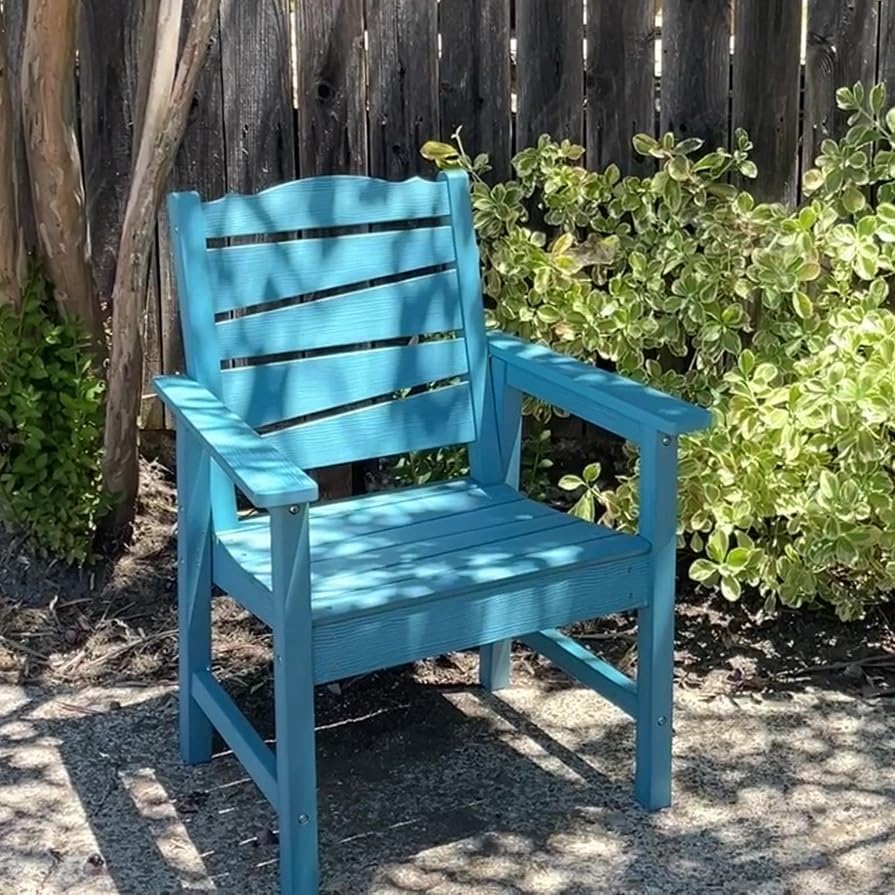 Patio Chairs Set, 3 Pieces Weatherproof HIPS Outdoor Furniture, Patio Chairs Conversation Sets with Side Table for Garden Porch Lawn & Backyard (Lake Blue)