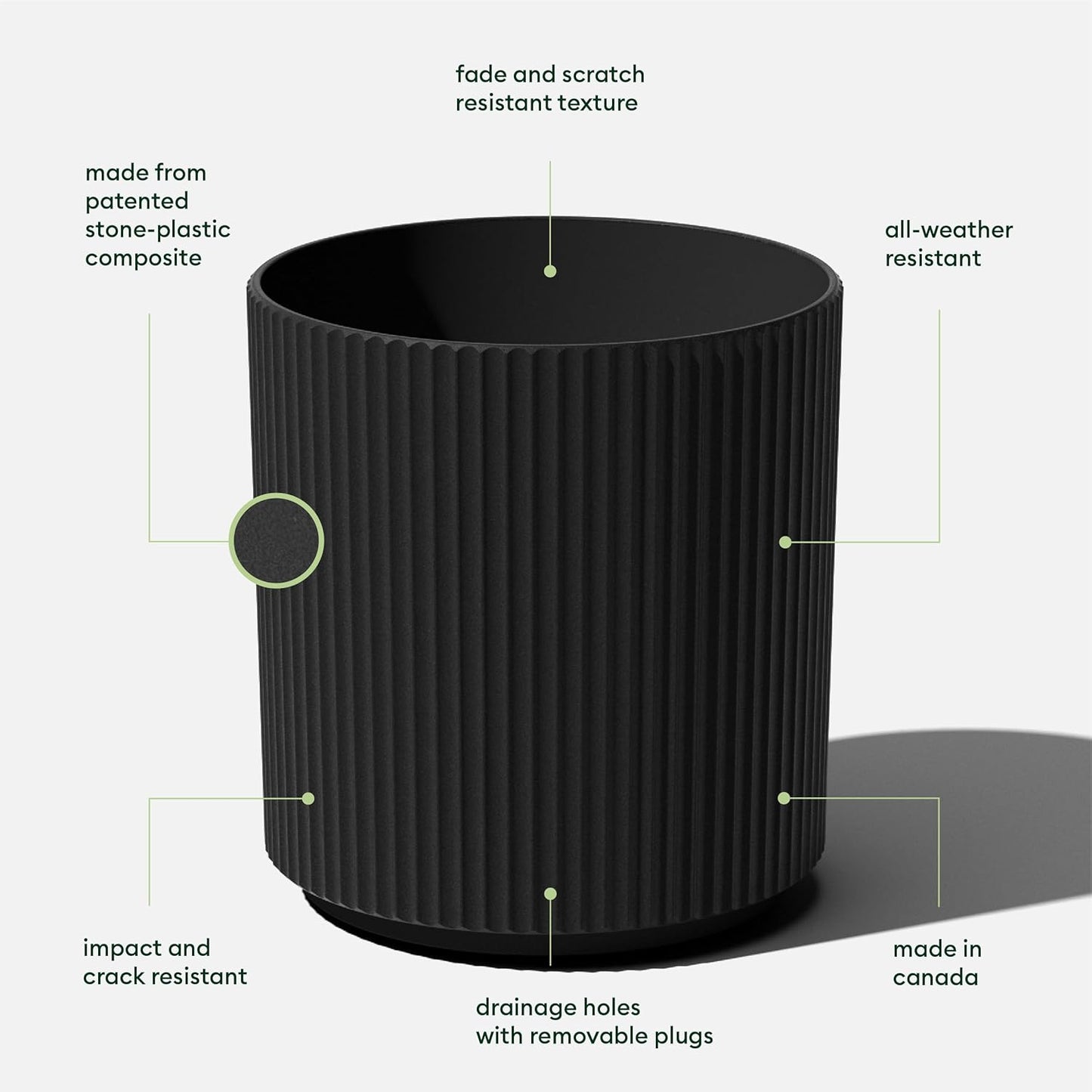 Veradek Mason Series Demi Planter - Large Round Planter for Indoor or Outdoor Patio/Balcony | Made from Plastic & Concrete with Drainage Holes | Modern Décor for Flowers, Trees, Tall Plants