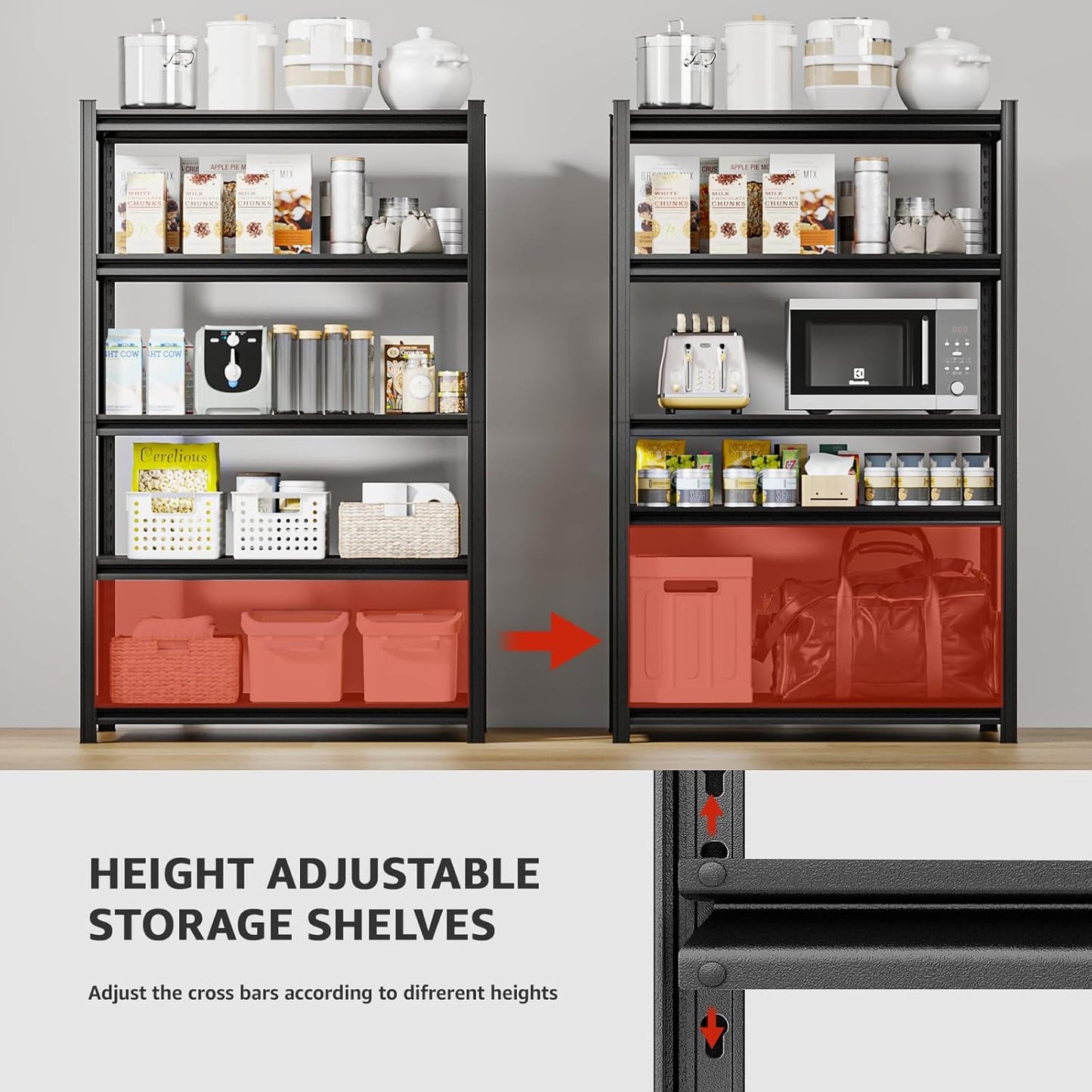 5-Tier 35" W x 15.8" D x 72" H Garage Shelving 3000LBS Storage Shelves Heavy Duty Metal Shelf Unit Adjustable Basement Industrial Storage Racks