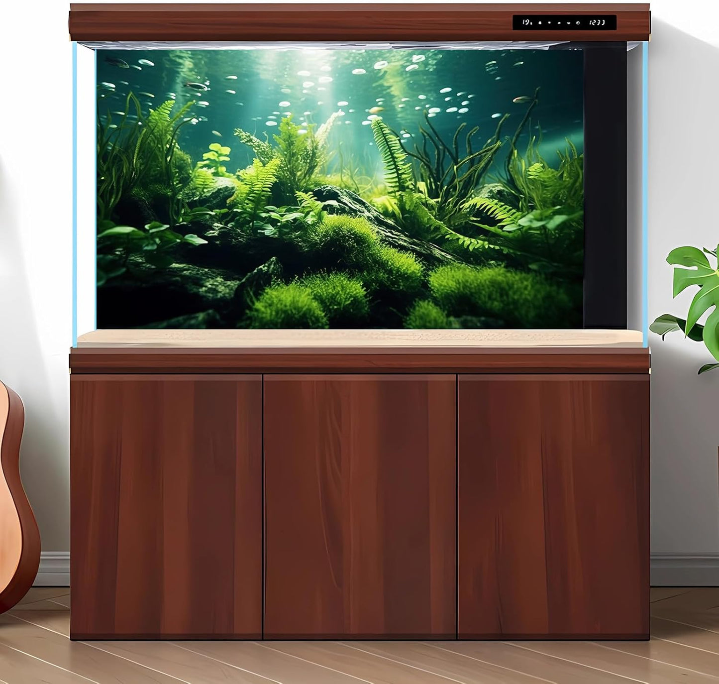 Underwater Fish Tank Background Under The Sea Aquatic Plants Aquarium Background Ocean Floor Rock Terrarium Backgrounds Tropical Fish Green Seaweeds Aquarium Backgrounds for Fish Tank Decor 72x24in