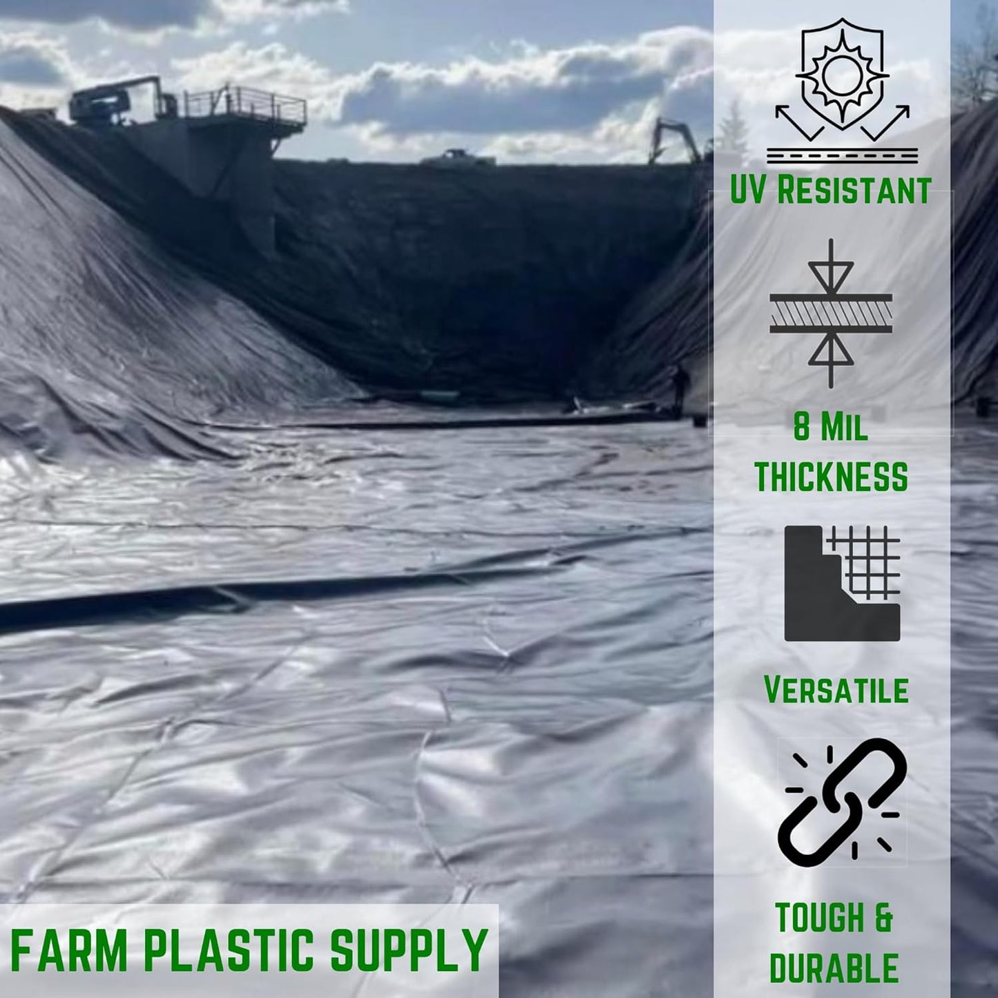 Farm Plastic Supply - 8 Mil Black/White Pond Liner - 8 Mil Fish Pond Liner, Pond Liners for Outdoor Ponds, Koi Ponds, Garden Fountain, Waterfall, Containment Liner (40' x 100')