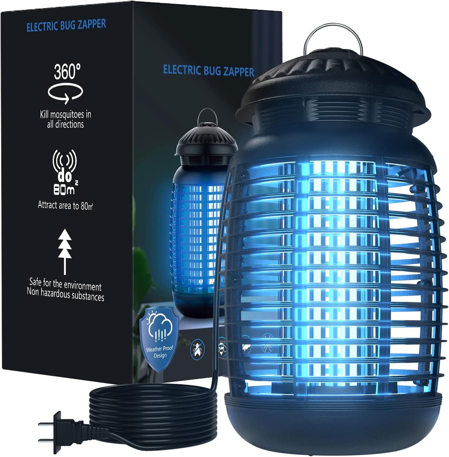 VANELC Bug Zapper for Indoor and Outdoor, 4200V Electric Mosquito Zapper, High Powered Waterproof Fly Zappers Mosquito Traps Outdoor, Fly Control for Home, Kitchen, Backyard, Camping