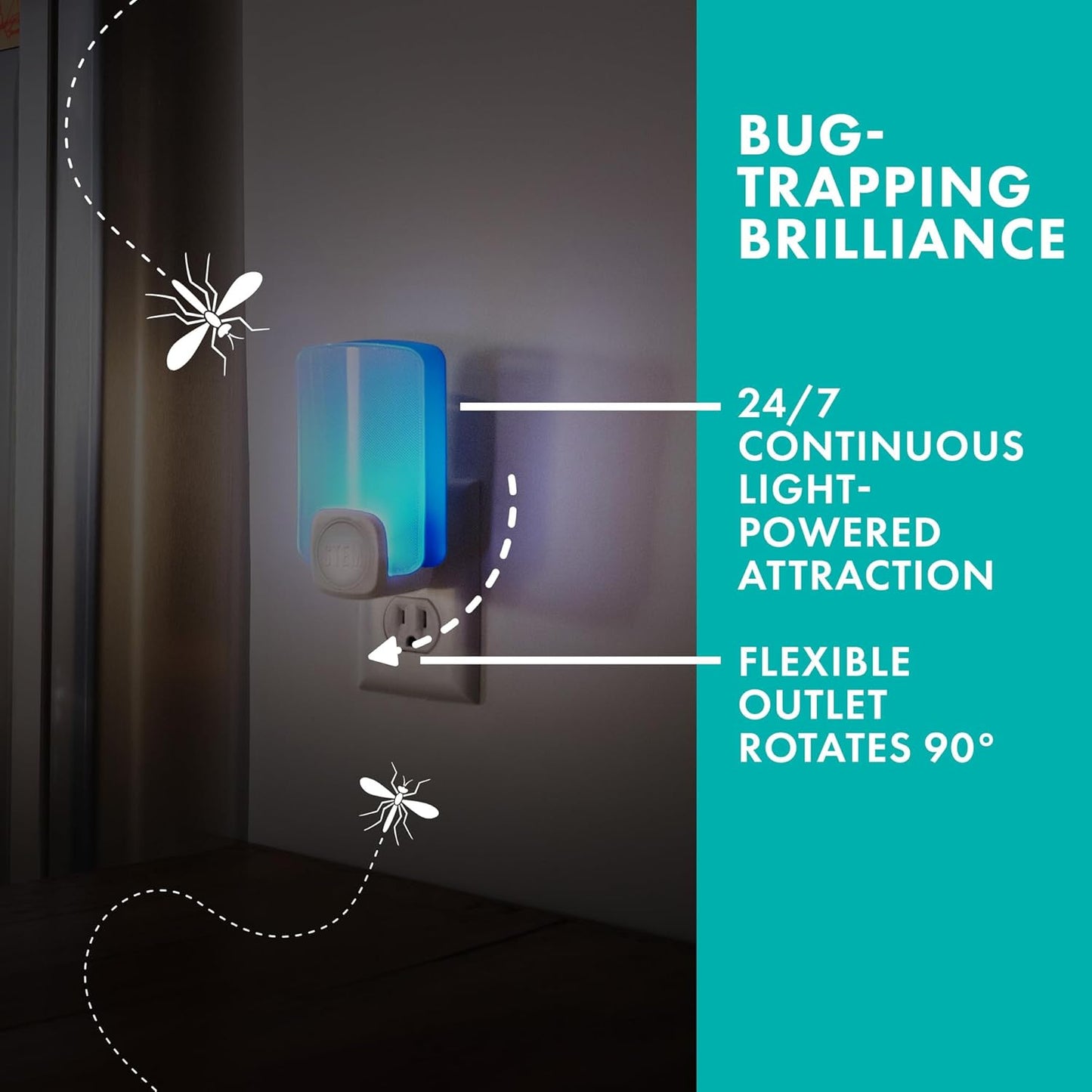 STEM Light Trap: Indoor Fruit Fly Trap, Effective Insect Control for Home, Attracts and Traps Flying Insects, Emits Soft Blue Light, Starter Kit with 2 Plug-in Devices and 4 Catridges