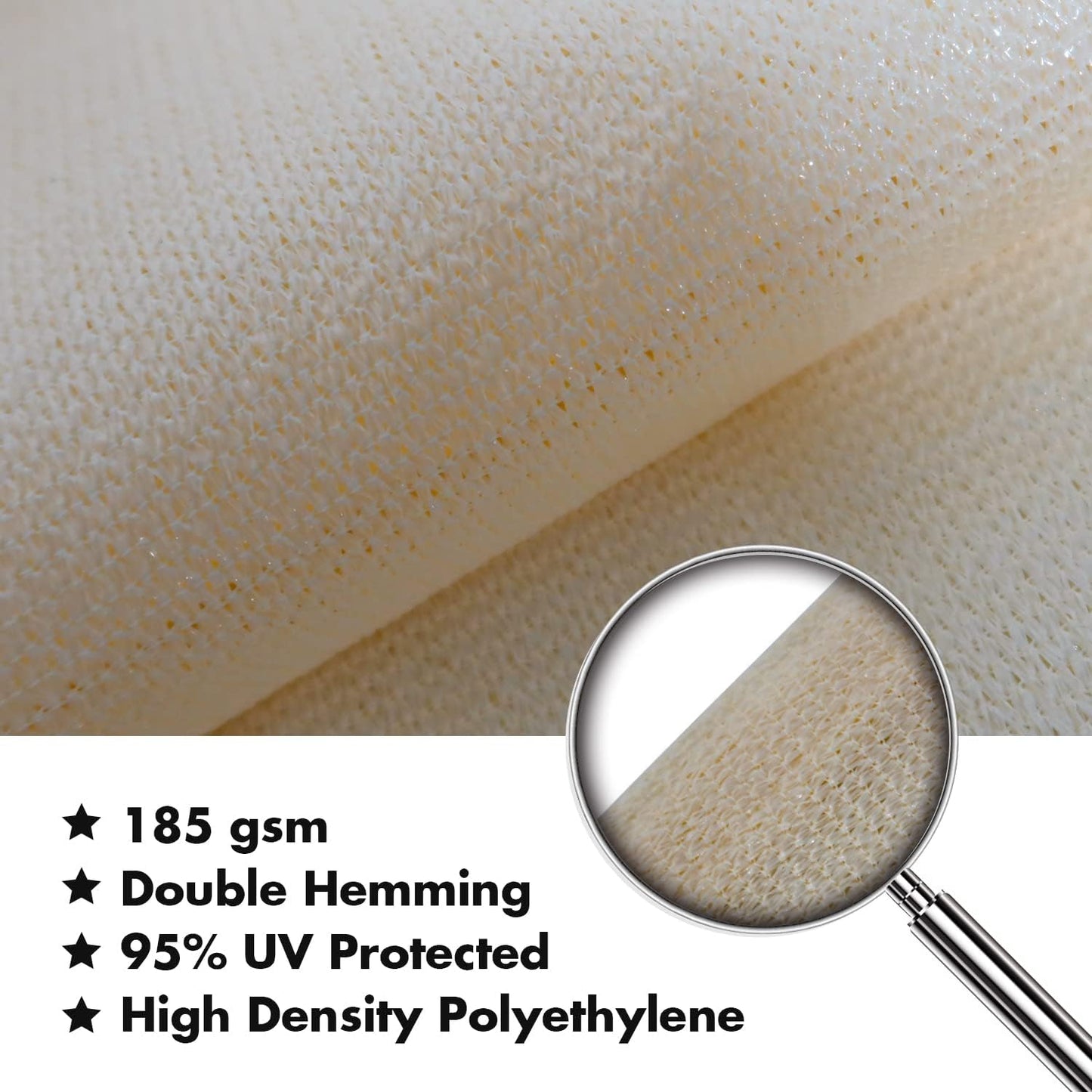 KANAGAWA 21'X22' Cream Custom Size Sun Shade Sail Rectangle UV Block Canopy Cover for Patio Backyard Lawn Garden Outdoor (Customized Available)